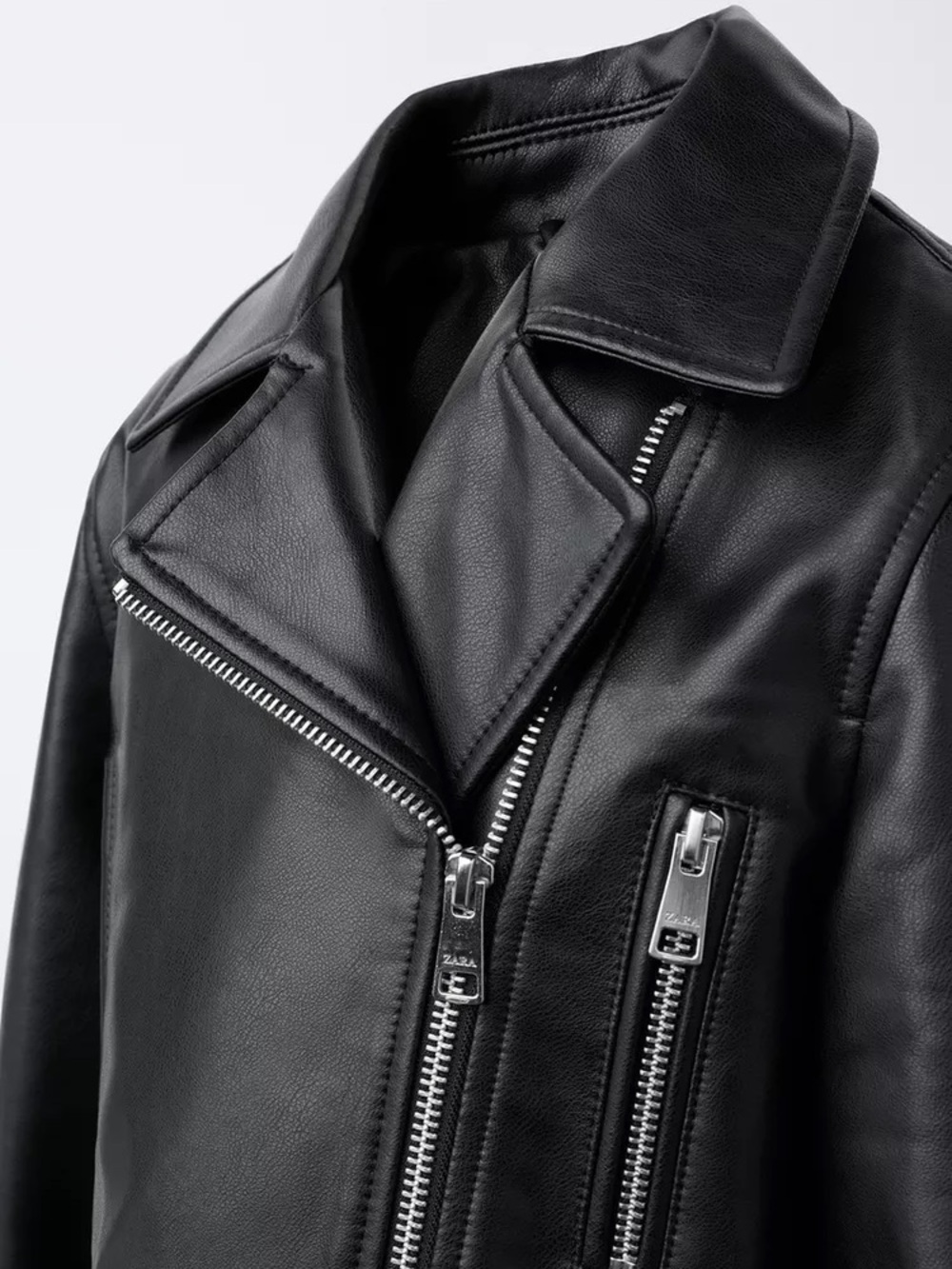 Girls Black Faux Leather Biker Jacket - 9-10